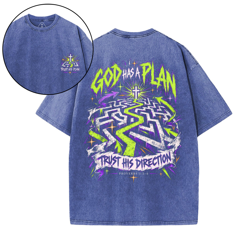 God Has A Plan Christian Washed T-Shirt