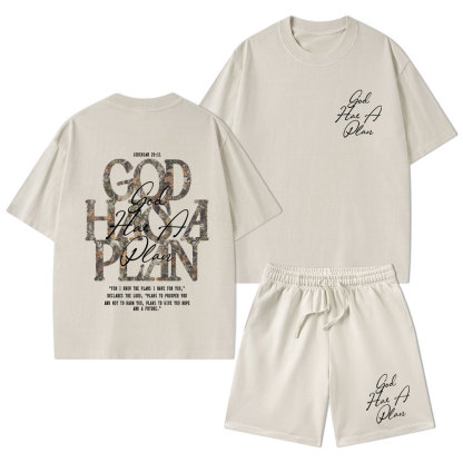 God Has A Plan Camo Christian Washed T-Shirt & Shorts 