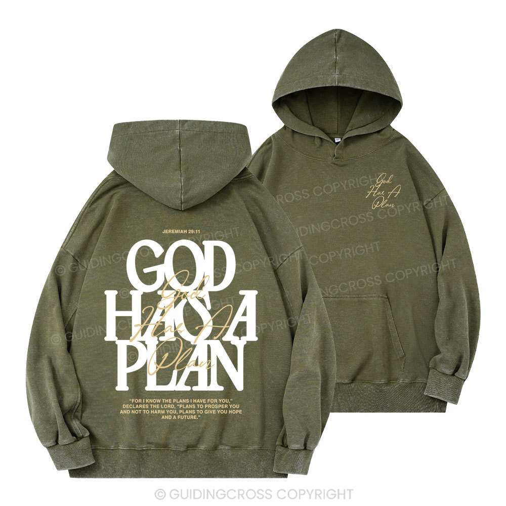 God Has A Plan Christian Washed Hoodie