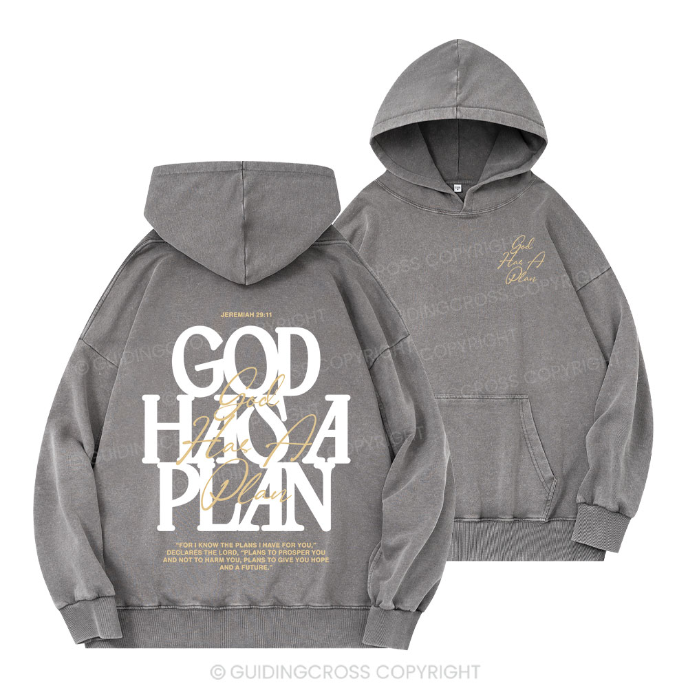 God Has A Plan Christian Washed Hoodie