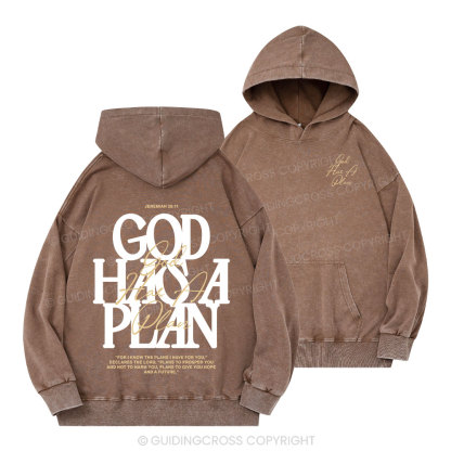 God Has A Plan Christian Washed Hoodie