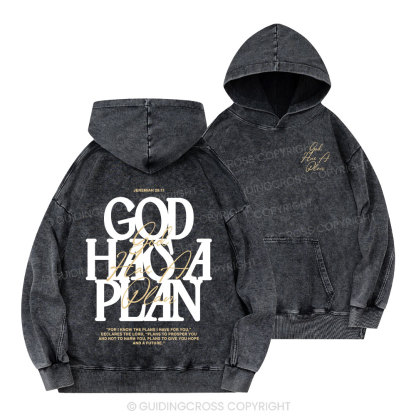 God Has A Plan Christian Washed Hoodie