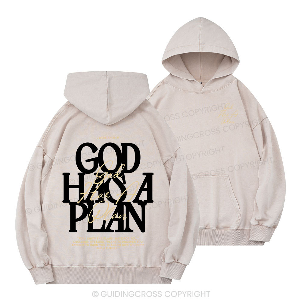 God Has A Plan Christian Washed Hoodie