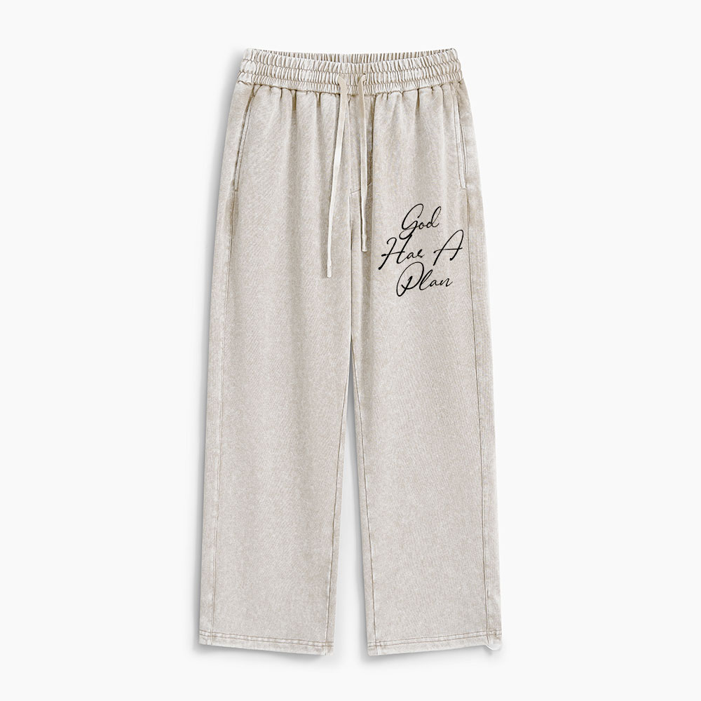 God Has A Plan Christian Washed Sweatpants