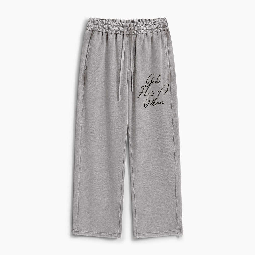 God Has A Plan Christian Washed Sweatpants