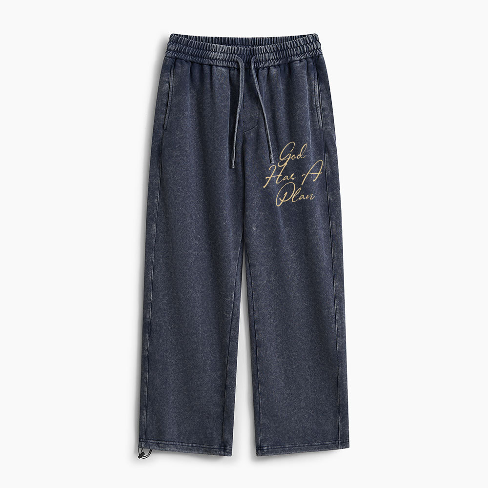 God Has A Plan Christian Washed Sweatpants