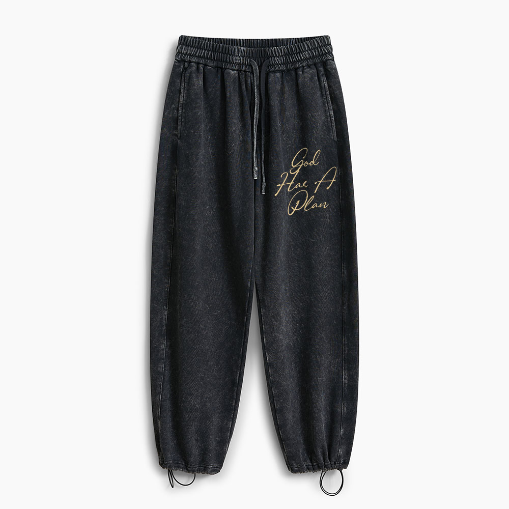 God Has A Plan Christian Washed Sweatpants
