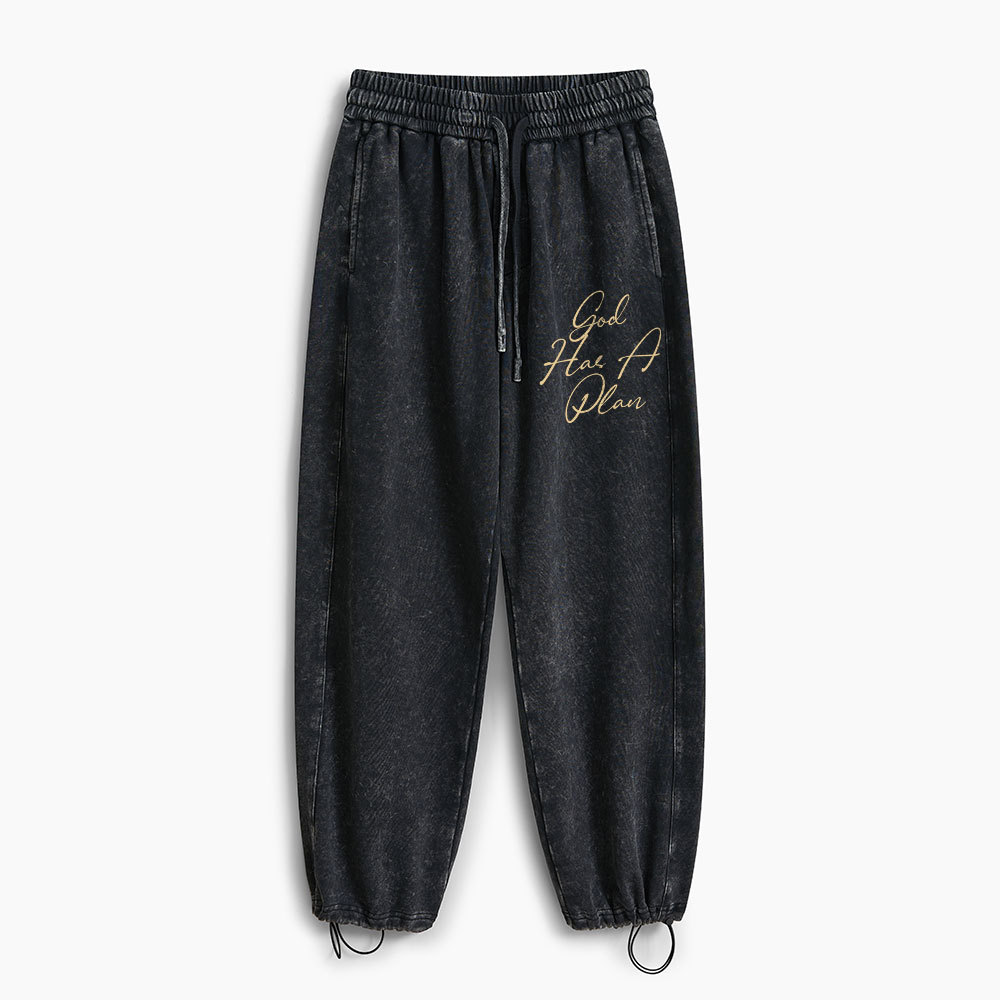 God Has A Plan Christian Washed Sweatpants