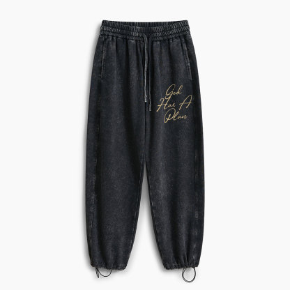 God Has A Plan Christian Washed Sweatpants