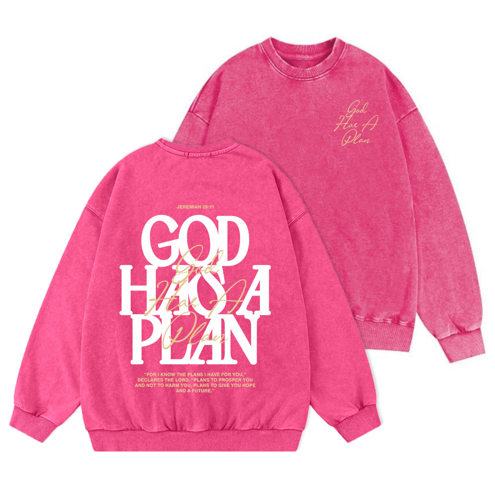 God Has A Plan Christian Washed Sweatshirt