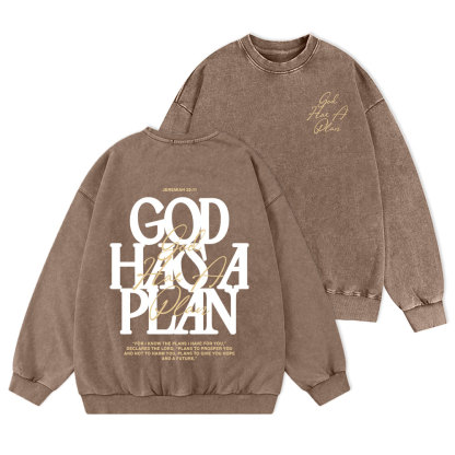 God Has A Plan Christian Washed Sweatshirt
