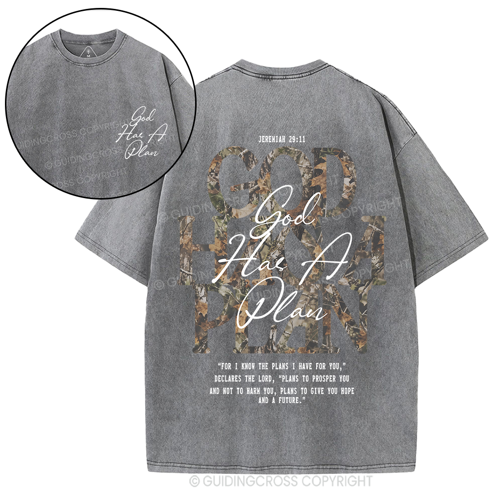 God Has A Plan Christian Washed T-Shirt