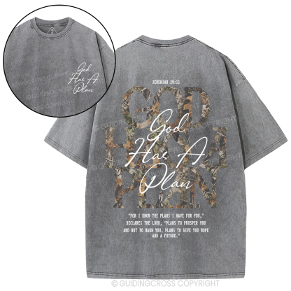 God Has A Plan Christian Washed T-Shirt
