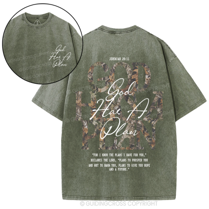 God Has A Plan Christian Washed T-Shirt