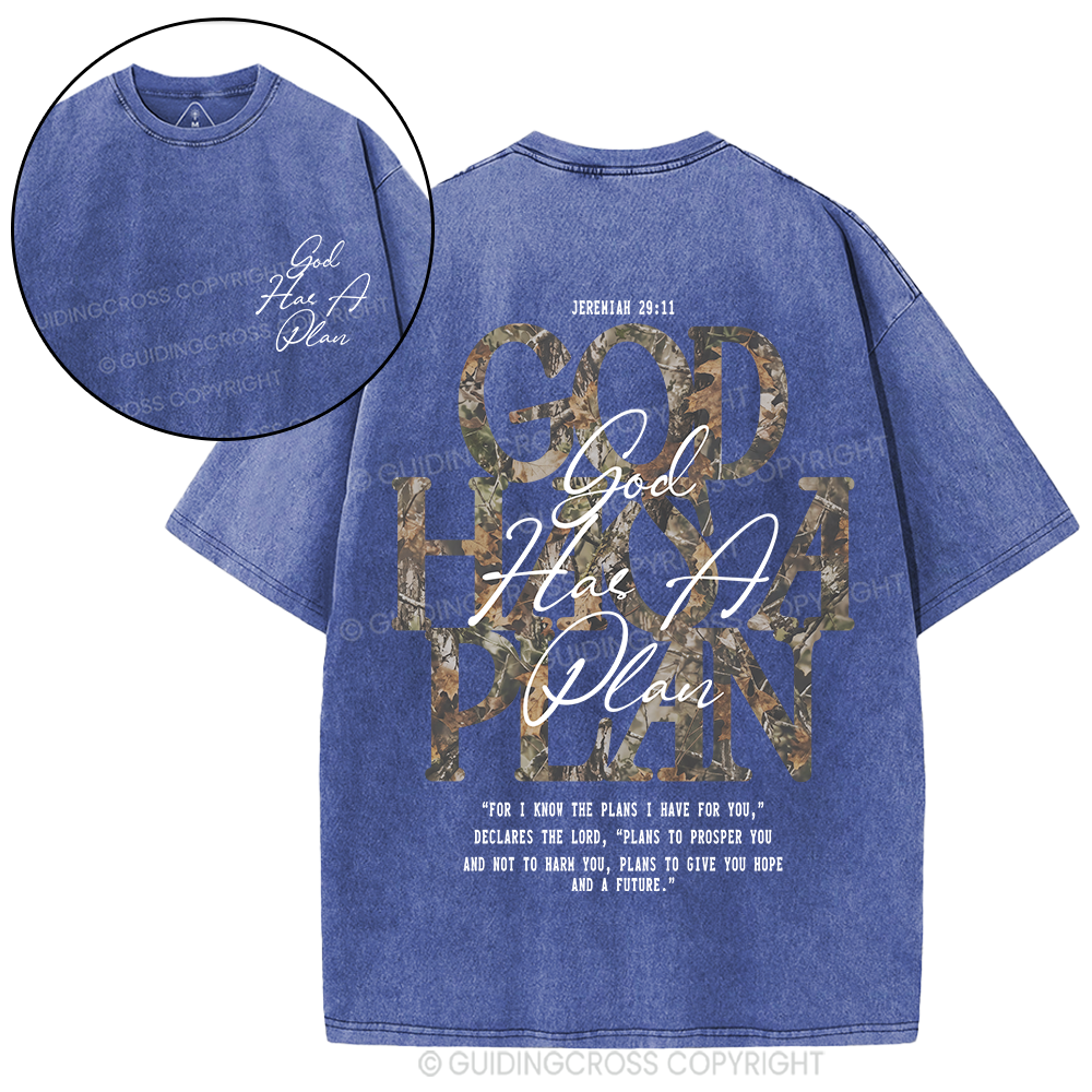 God Has A Plan Christian Washed T-Shirt