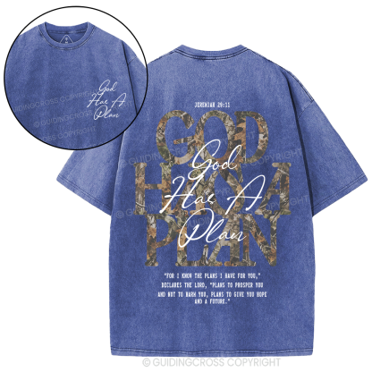 God Has A Plan Christian Washed T-Shirt