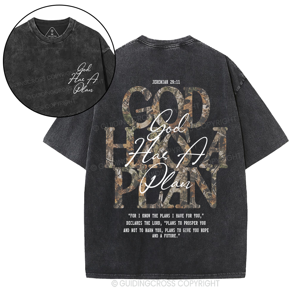 God Has A Plan Christian Washed T-Shirt