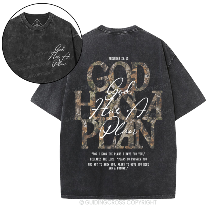 God Has A Plan Christian Washed T-Shirt