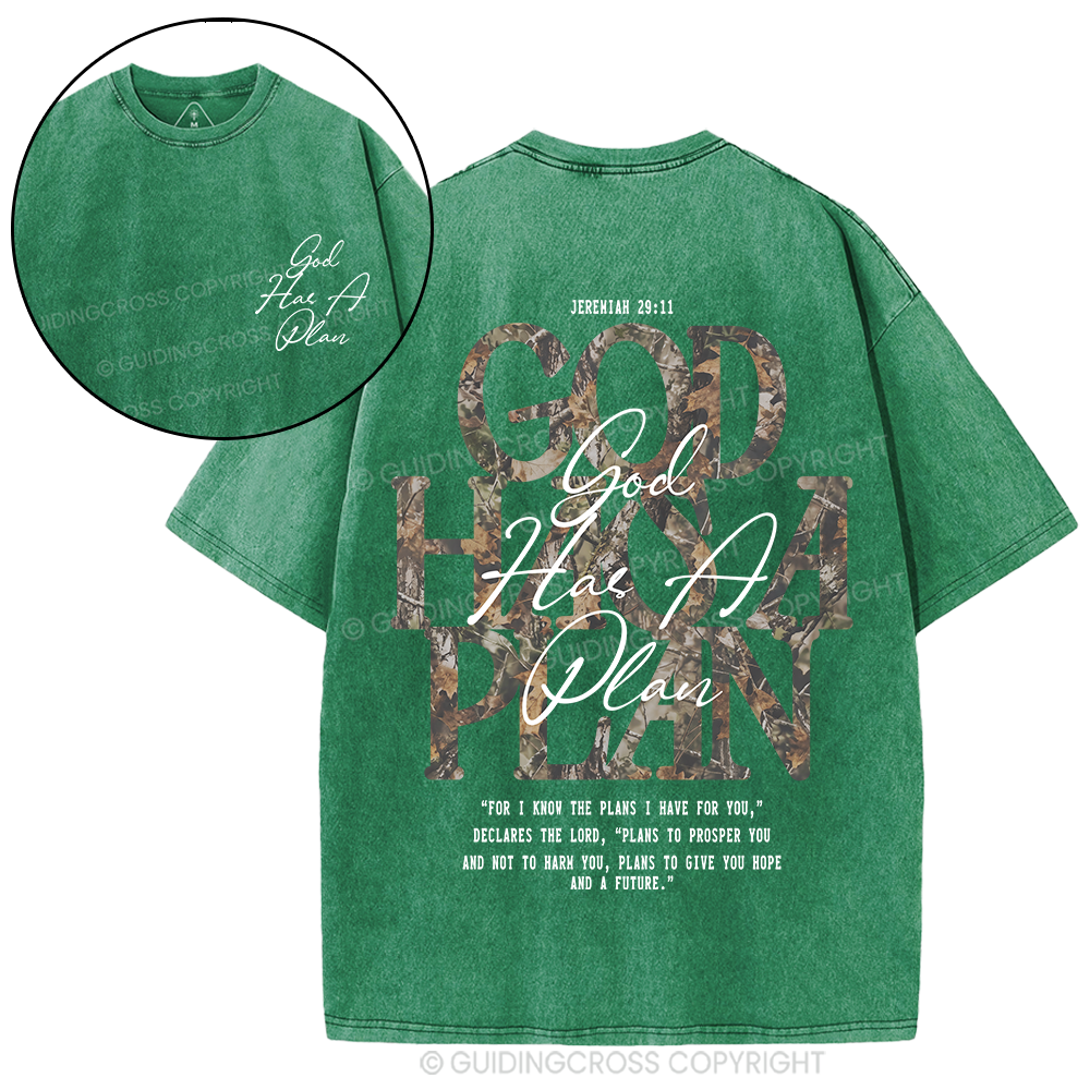 God Has A Plan Christian Washed T-Shirt