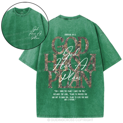 God Has A Plan Christian Washed T-Shirt