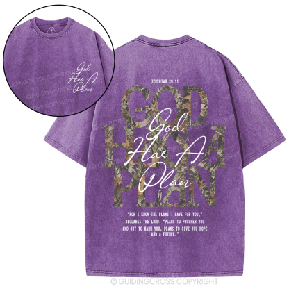 God Has A Plan Christian Washed T-Shirt