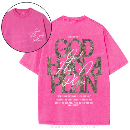 God Has A Plan Christian Washed T-Shirt