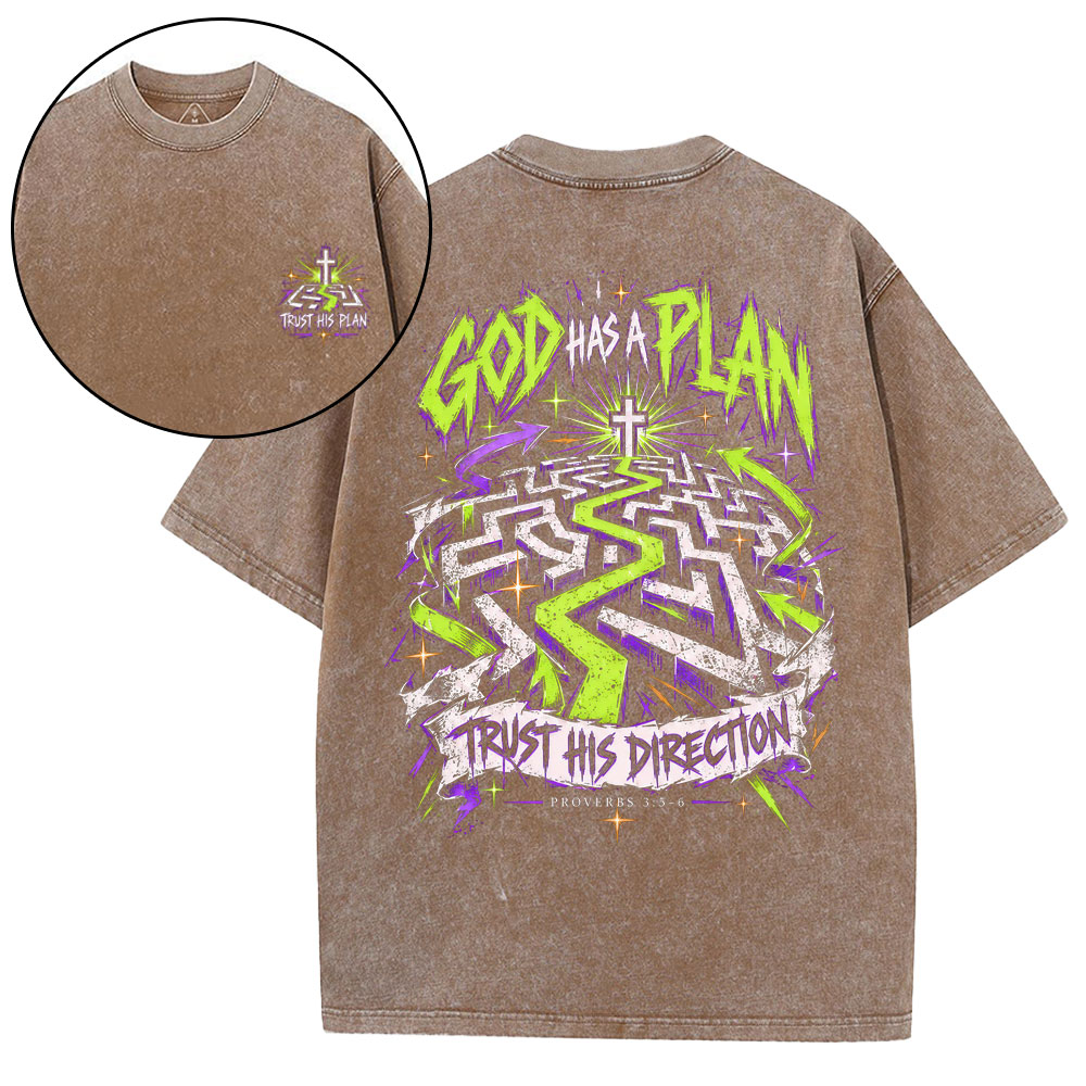 God Has A Plan Christian Washed T-Shirt