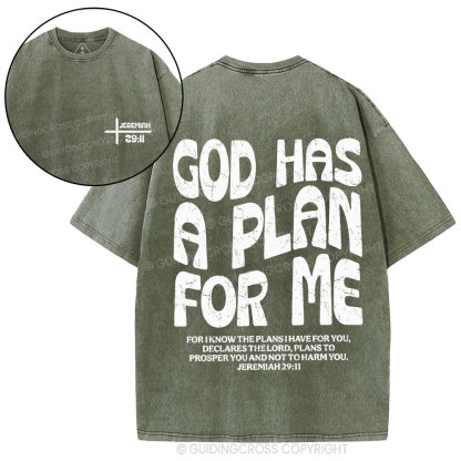 God Has A Plan For Me Christian Washed T-Shirt