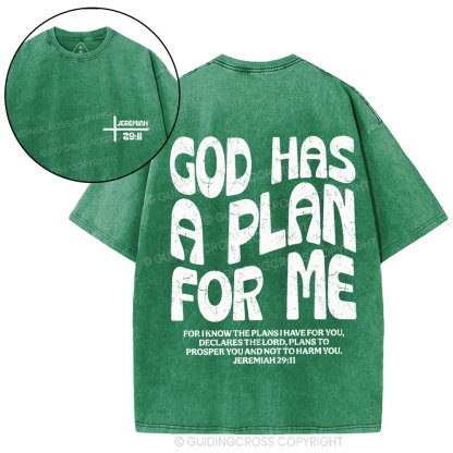 God Has A Plan For Me Christian Washed T-Shirt