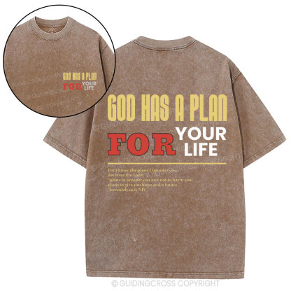 God Has A Plan For Your Life Christian Washed T-Shirt