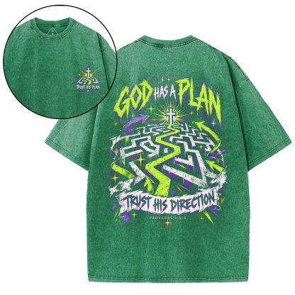God Has A Plan Christian Washed T-Shirt