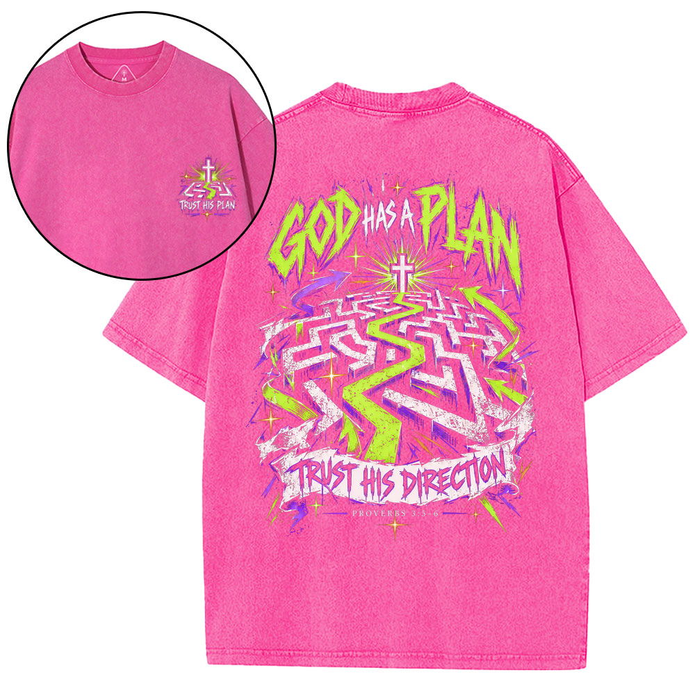 God Has A Plan Christian Washed T-Shirt