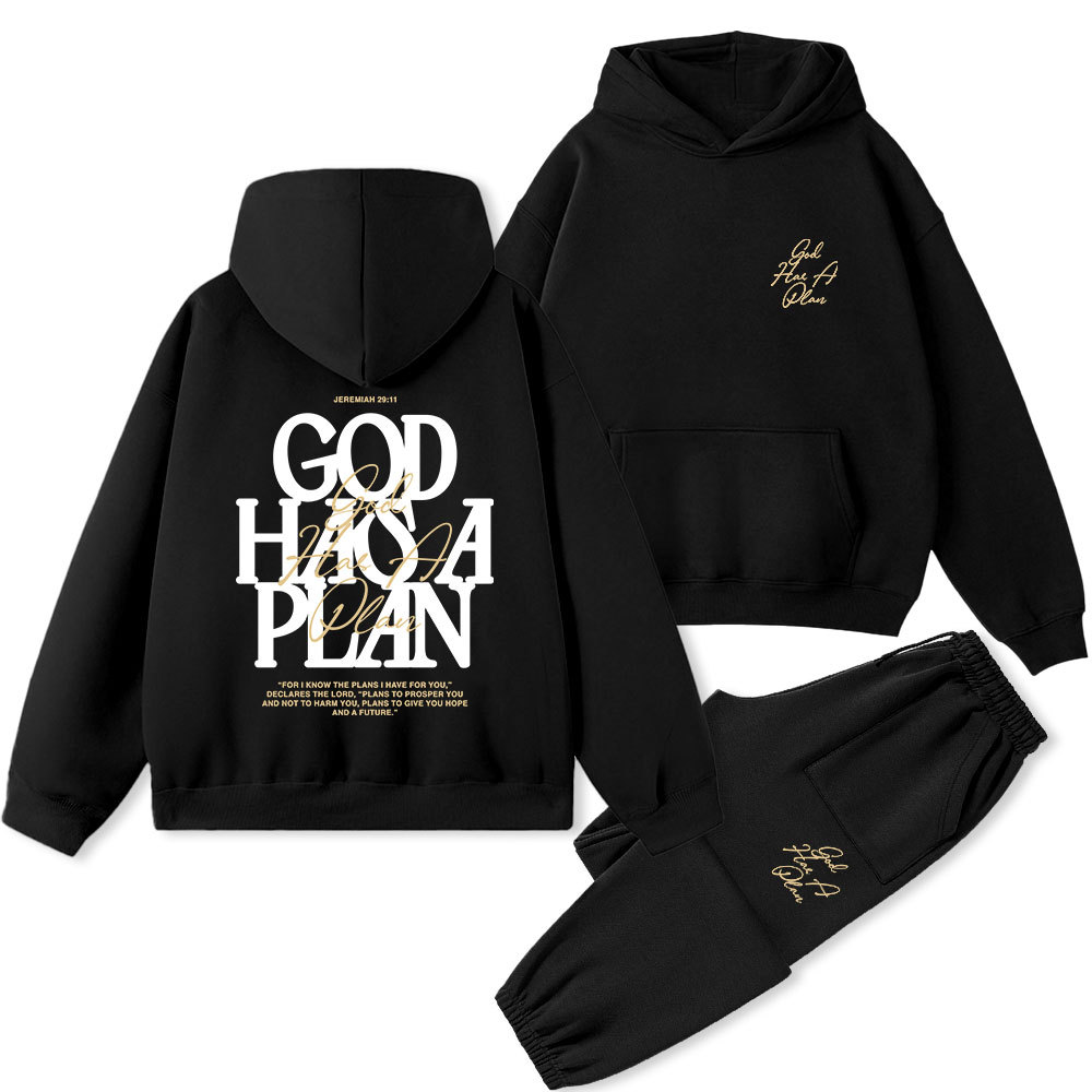 God Has A Plan Christian Premium Fleece Hoodie Set