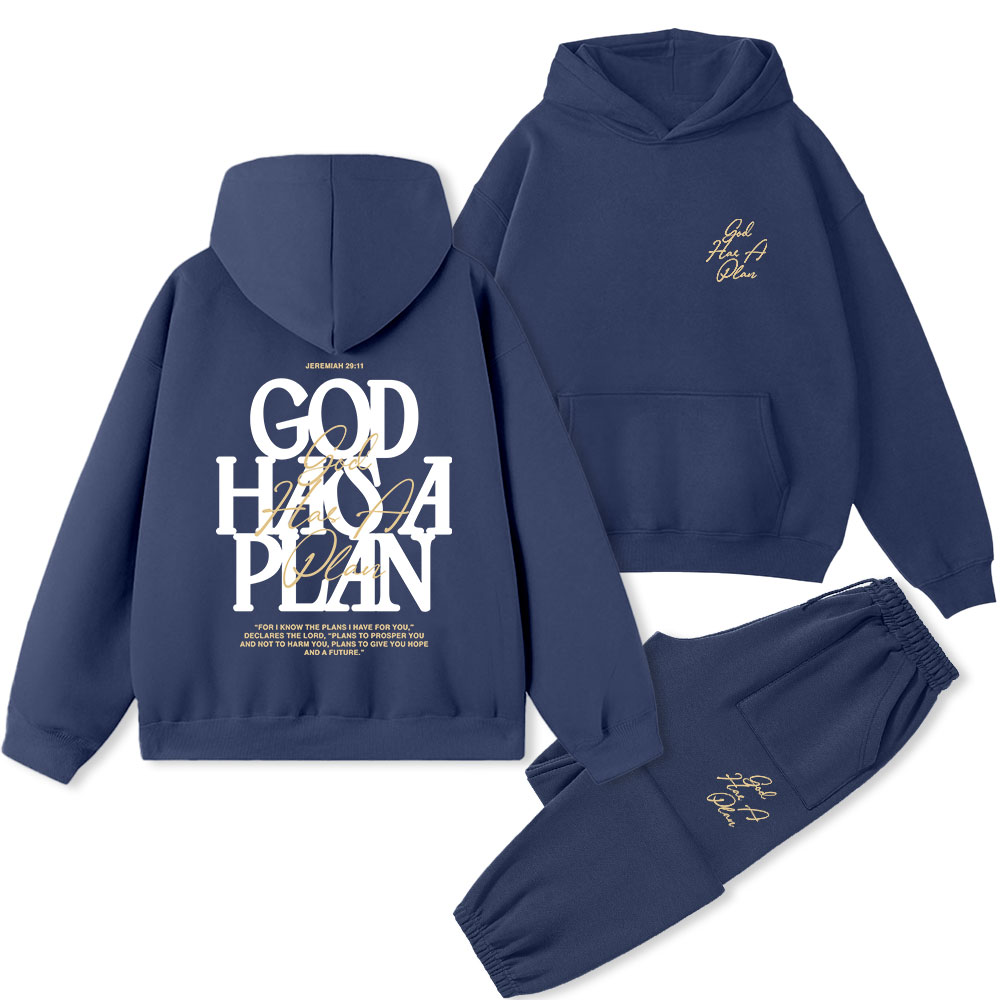 God Has A Plan Christian Premium Fleece Hoodie Set