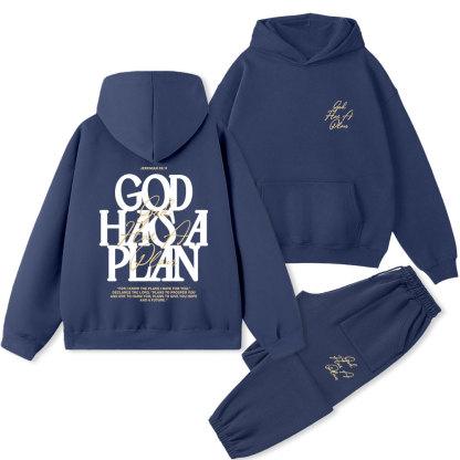 God Has A Plan Christian Premium Fleece Hoodie Set