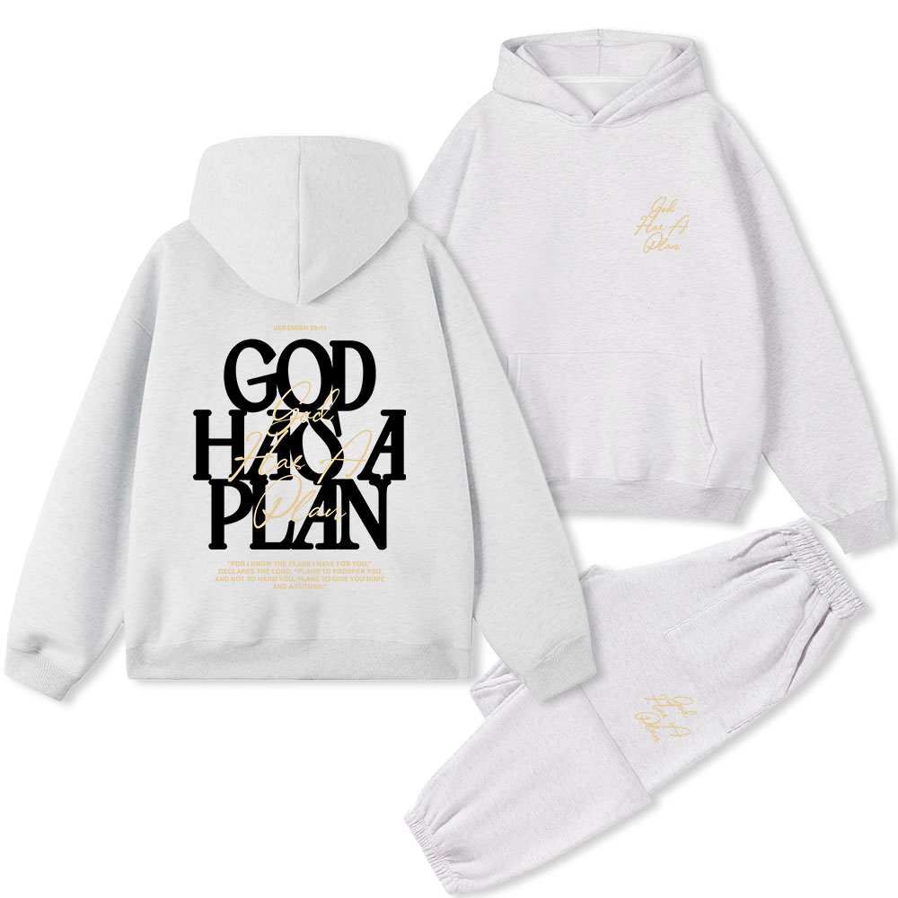 God Has A Plan Christian Premium Fleece Hoodie Set