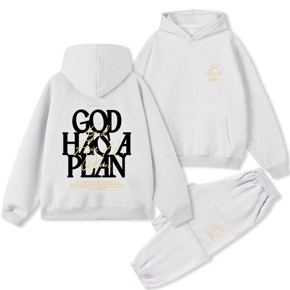 God Has A Plan Christian Premium Fleece Hoodie Set