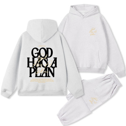 God Has A Plan Christian Premium Fleece Hoodie Set