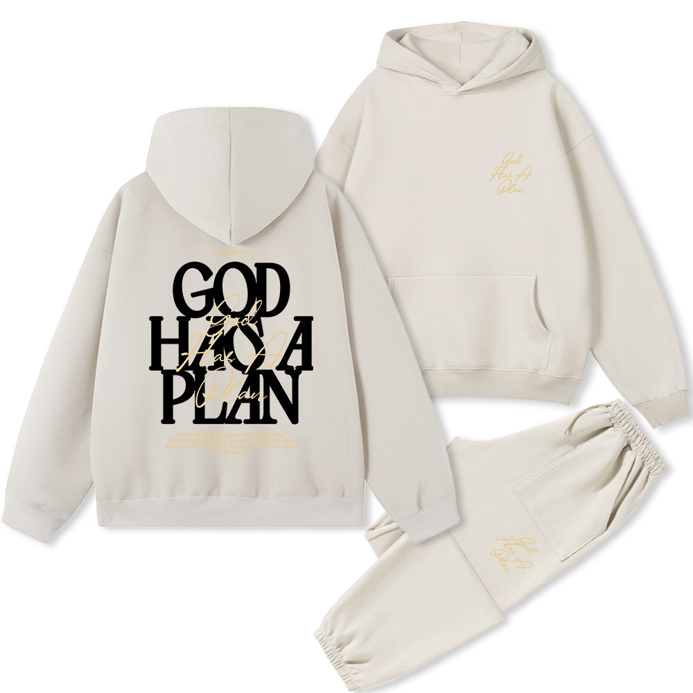 God Has A Plan Christian Premium Fleece Hoodie Set