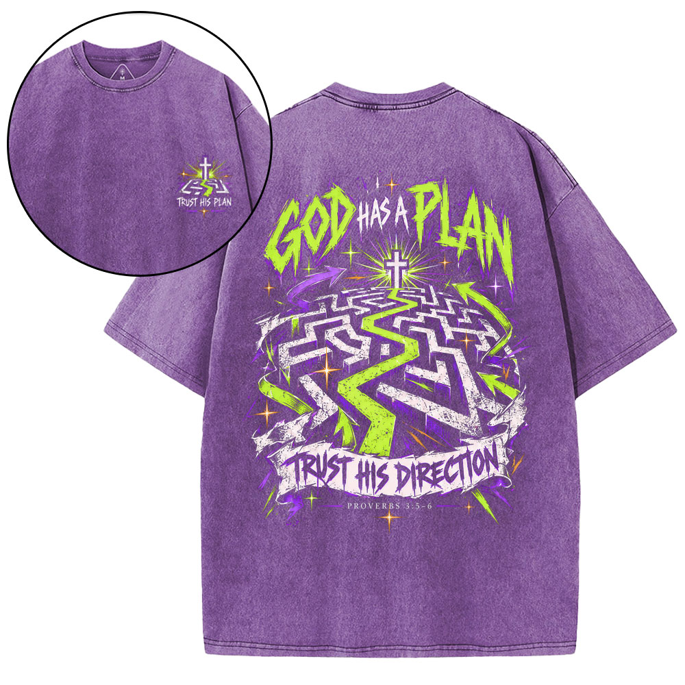 God Has A Plan Christian Washed T-Shirt