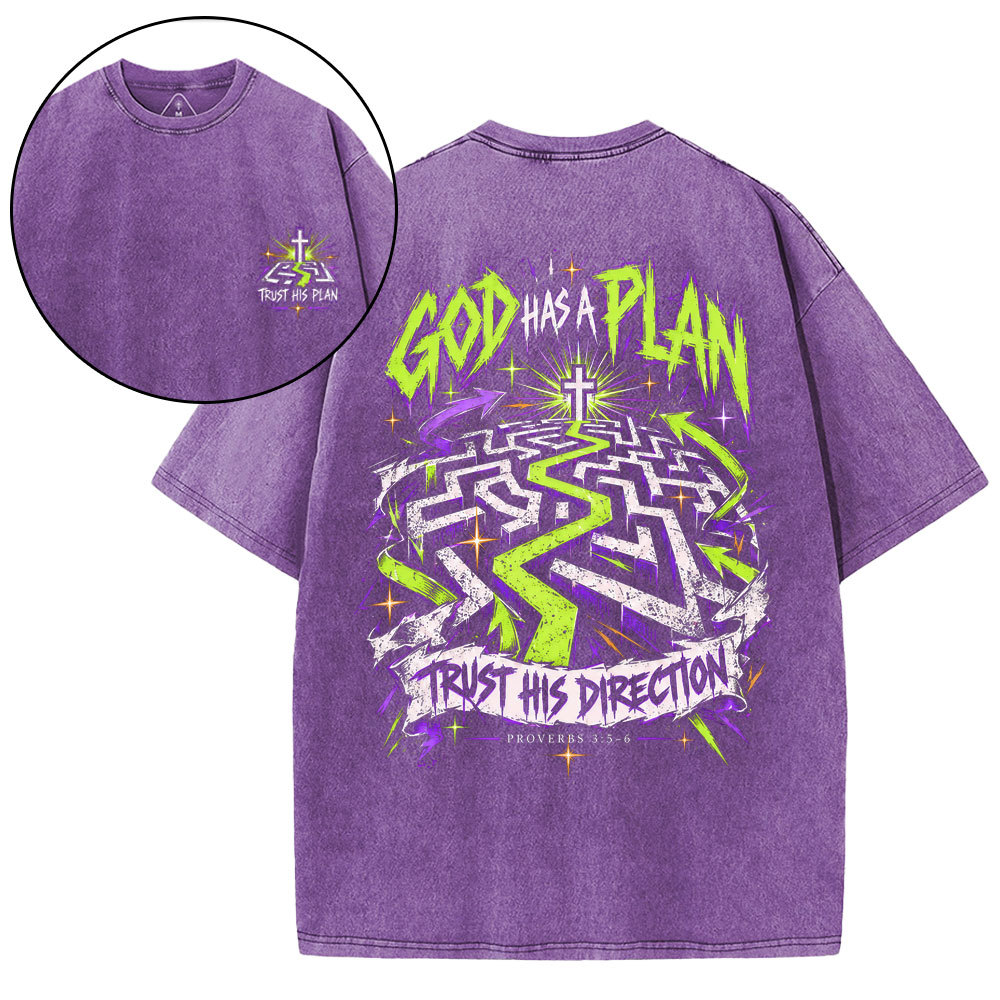 God Has A Plan Christian Washed T-Shirt