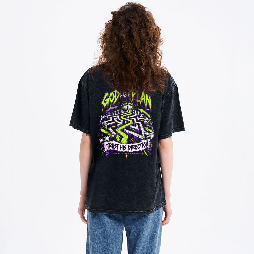 God Has A Plan Christian Washed T-Shirt