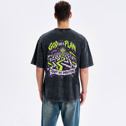 God Has A Plan Christian Washed T-Shirt