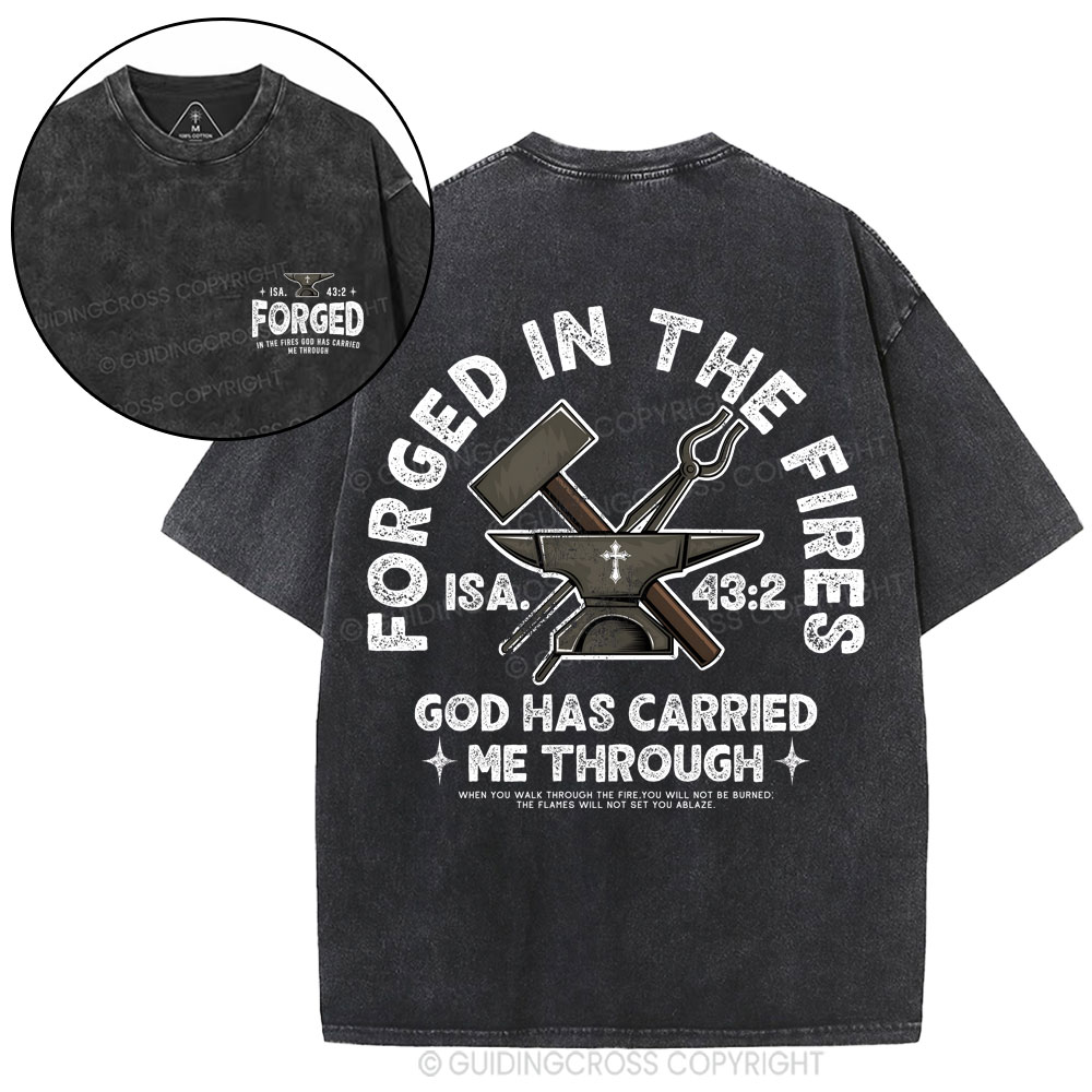 God Has Carried Me Through Christian Washed T-Shirt