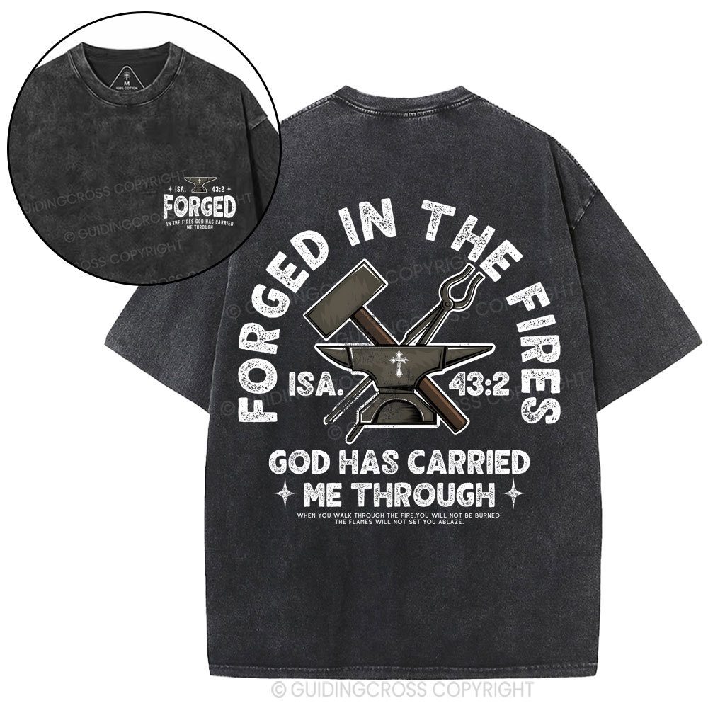 God Has Carried Me Through Christian Washed T-Shirt