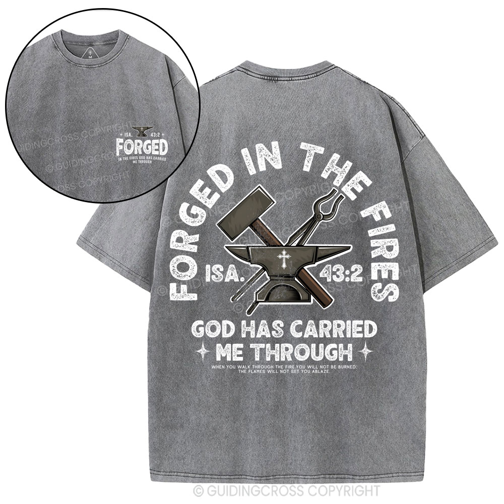God Has Carried Me Through Christian Washed T-Shirt