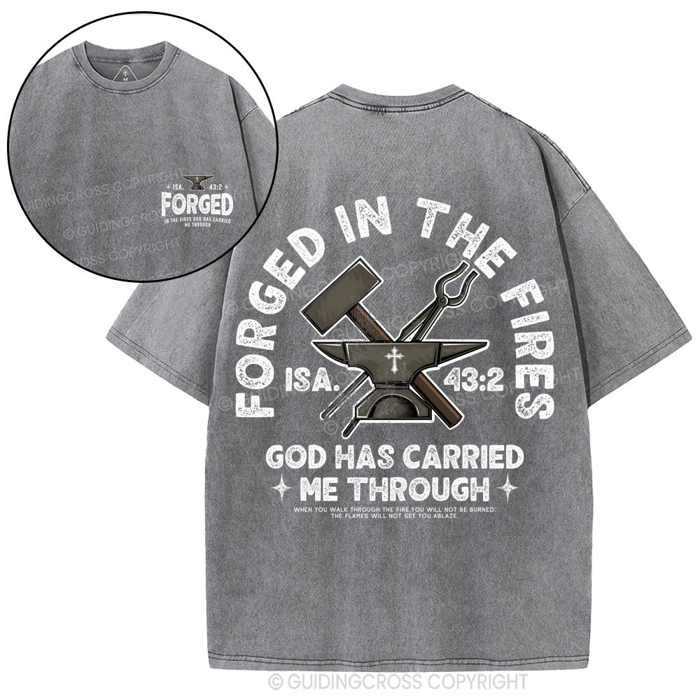 God Has Carried Me Through Christian Washed T-Shirt