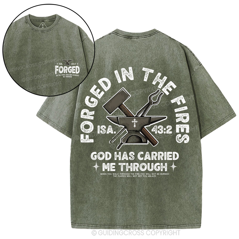 God Has Carried Me Through Christian Washed T-Shirt
