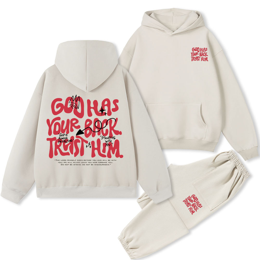 God Has Your Back Trust Him Christian Premium Fleece Hoodie Set