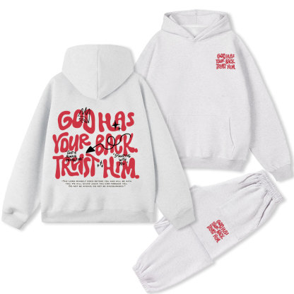 God Has Your Back Trust Him Christian Premium Fleece Hoodie Set